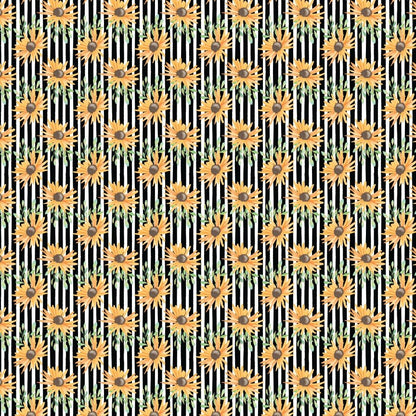 Black & White Sunflower Stripes Pattern Acrylic Sheet - CMB Pattern Acrylic
