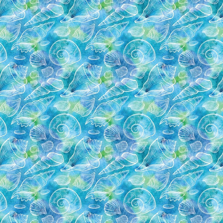 Blue & Green Watercolor Seashells Pattern Acrylic Sheets - CMB Pattern Acrylic