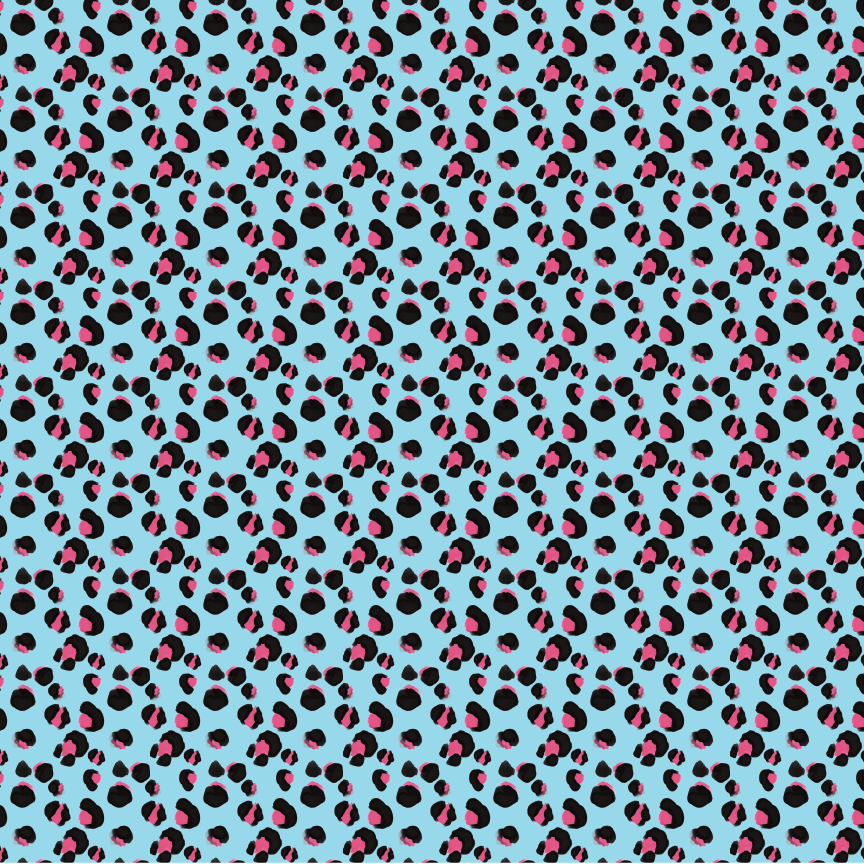 Carolina Blue & Hot Pink Leopard Pattern Acrylic Sheet - CMB Pattern Acrylic