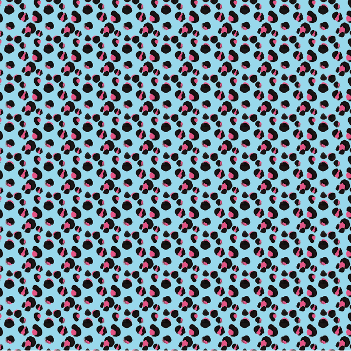 Carolina Blue & Hot Pink Leopard Pattern Acrylic Sheet - CMB Pattern Acrylic