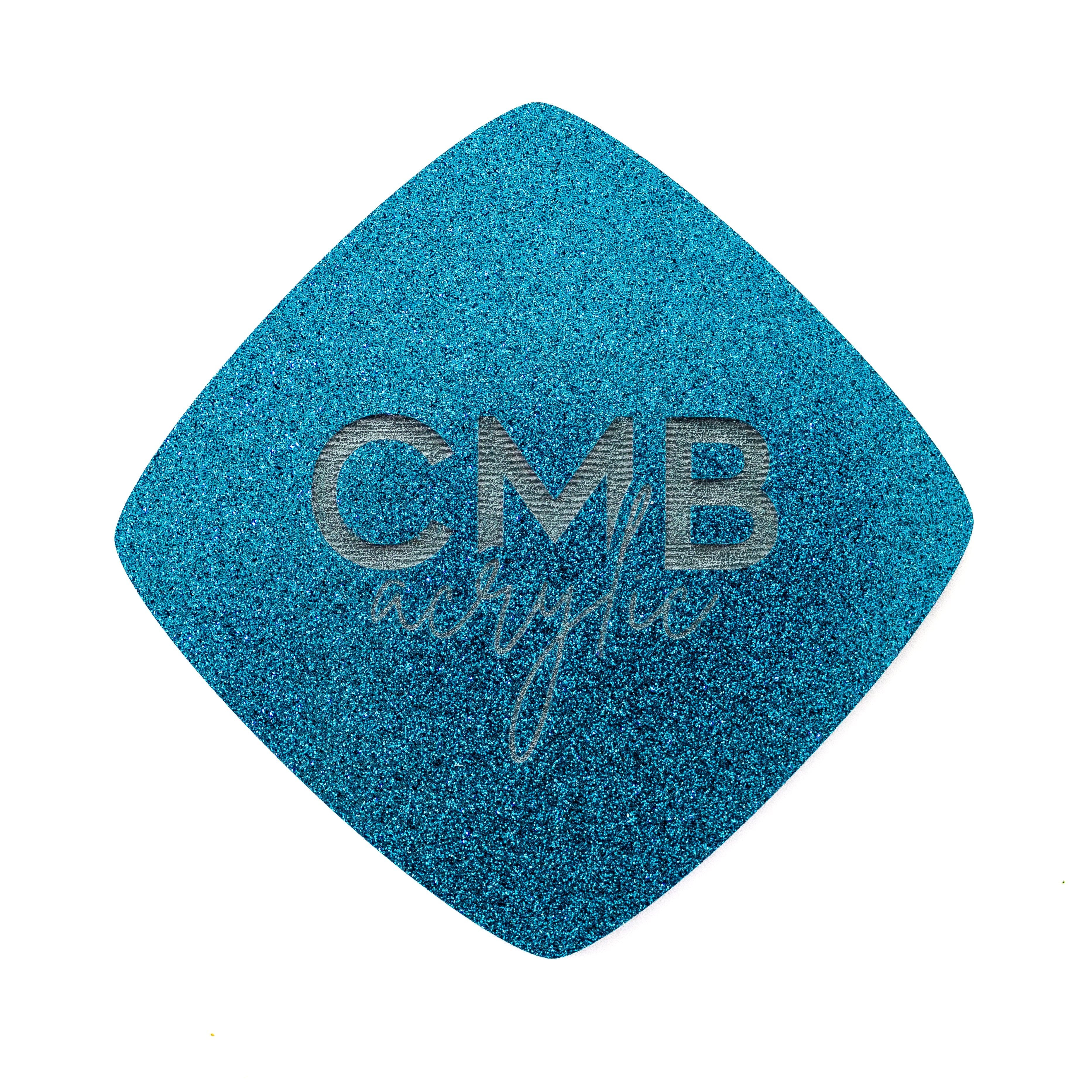 Cerulean Blue Glitter Engraves Black Two Tone Cast Acrylic | Glitter Acrylic Sheet | CMB Acrylic