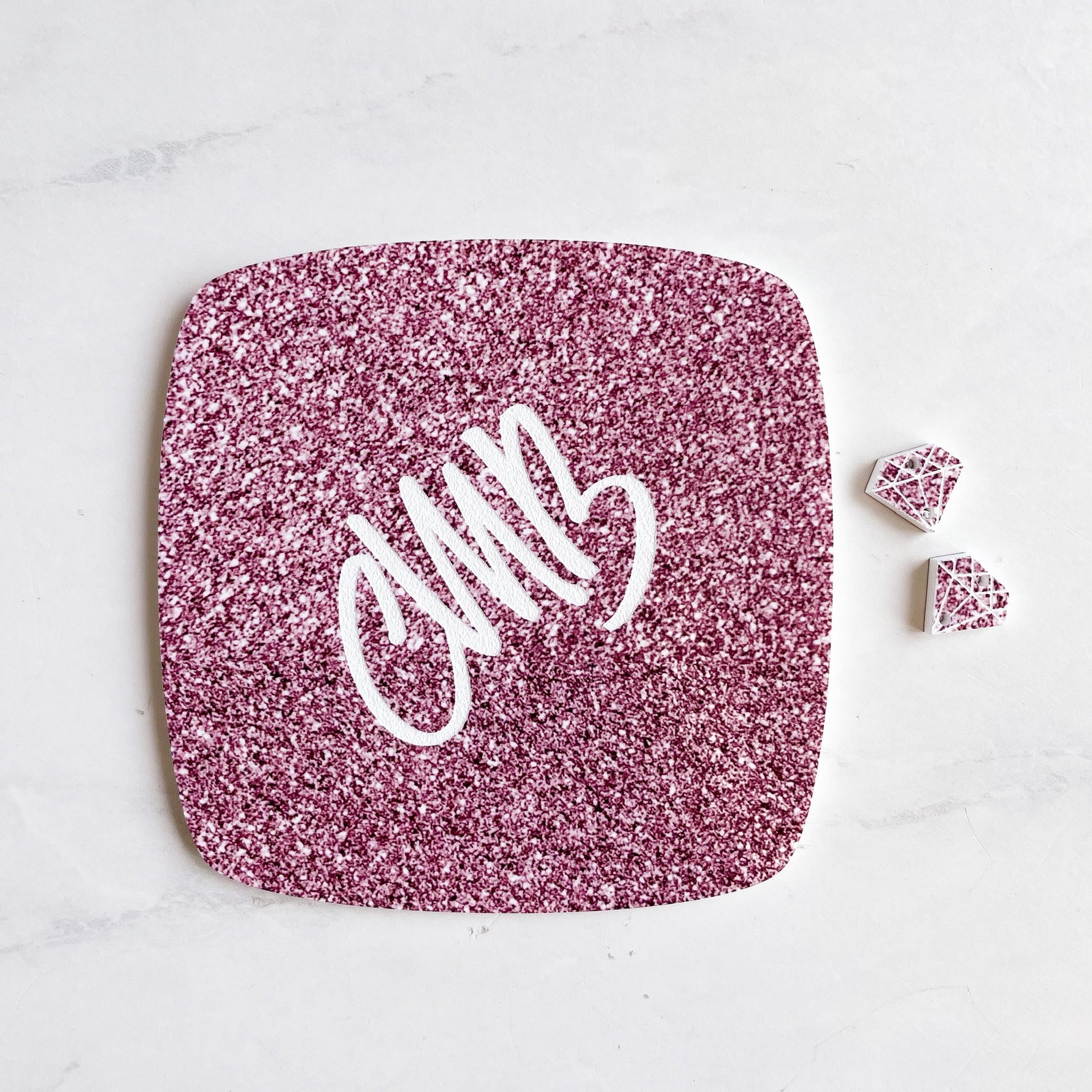 CMB 1/8" Two Tone Printed Acrylic Rose Gold Faux Glitter Engraves White - CMB Two Tone