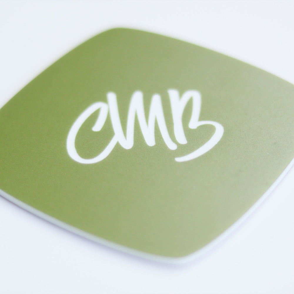 CMB Two Tone Printed Acrylic Olive Engraves White - CMB Pattern Acrylic