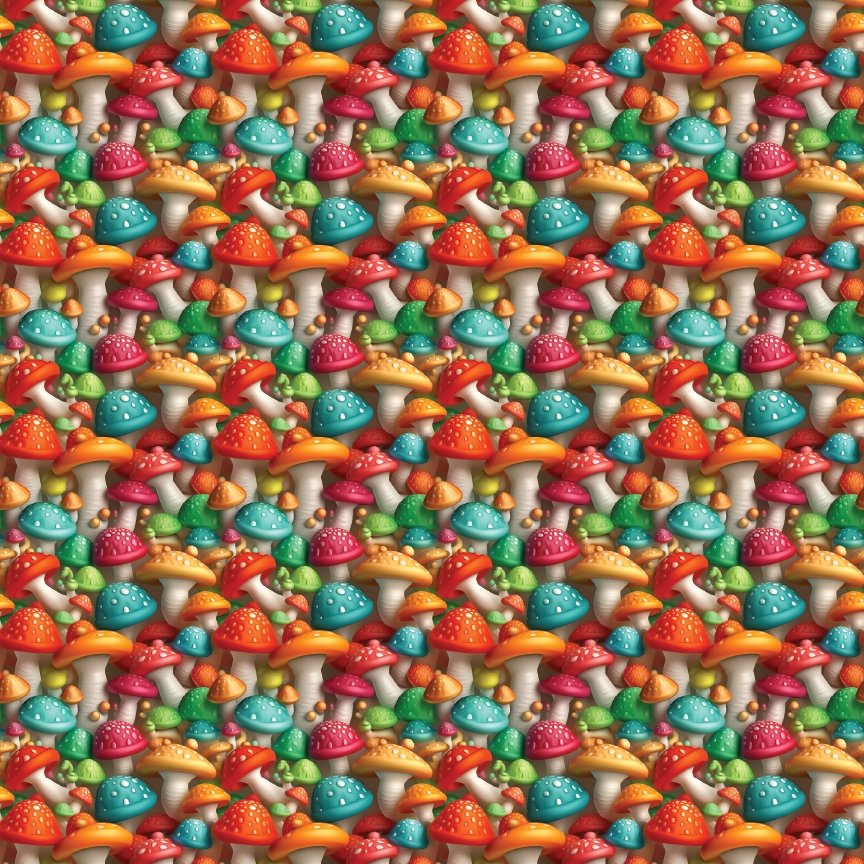 Colorful 3D Mushrooms Pattern Acrylic Sheets - CMB Pattern Acrylic