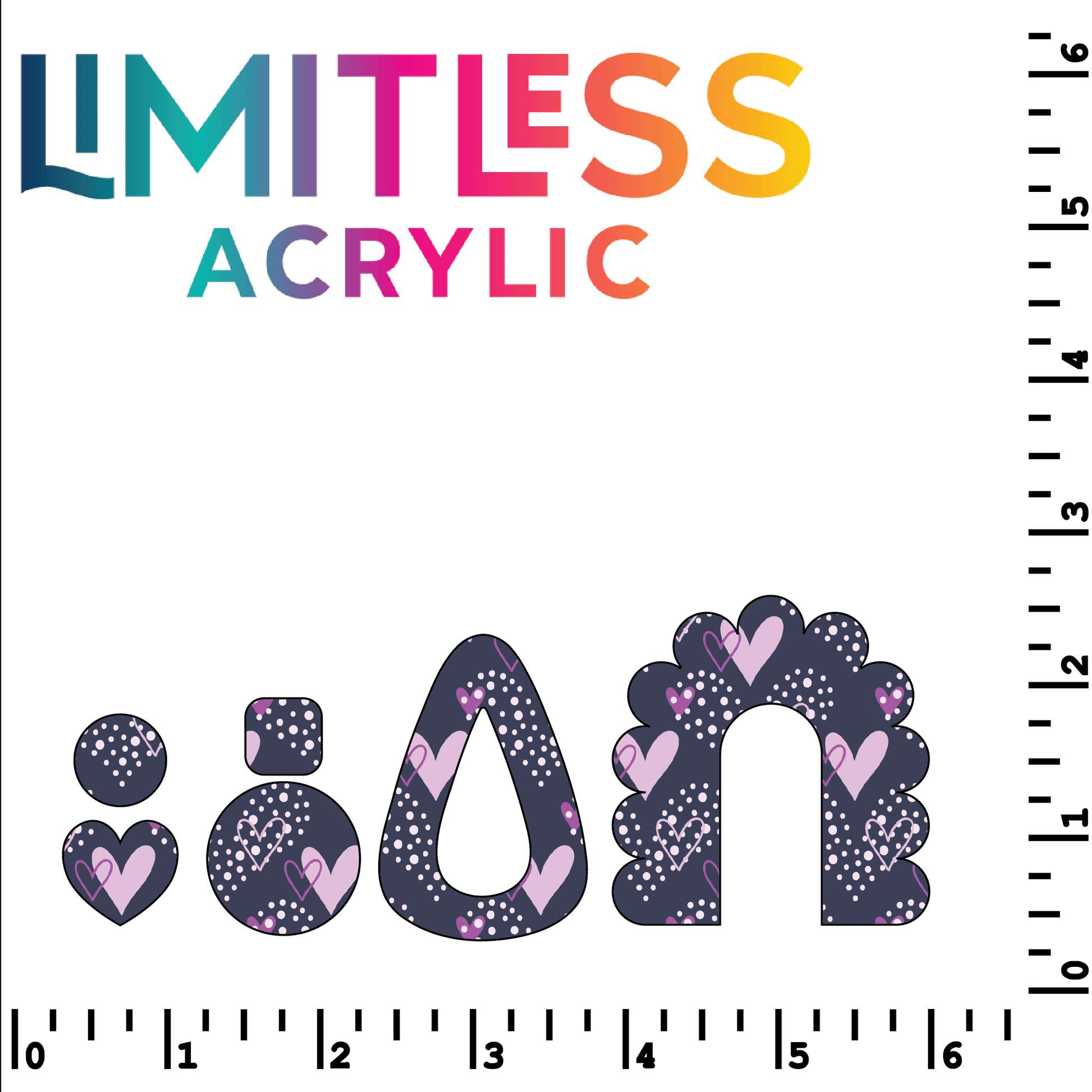 Dark Purple Doodle Hearts Pattern Acrylic Sheets - CMB Pattern Acrylic