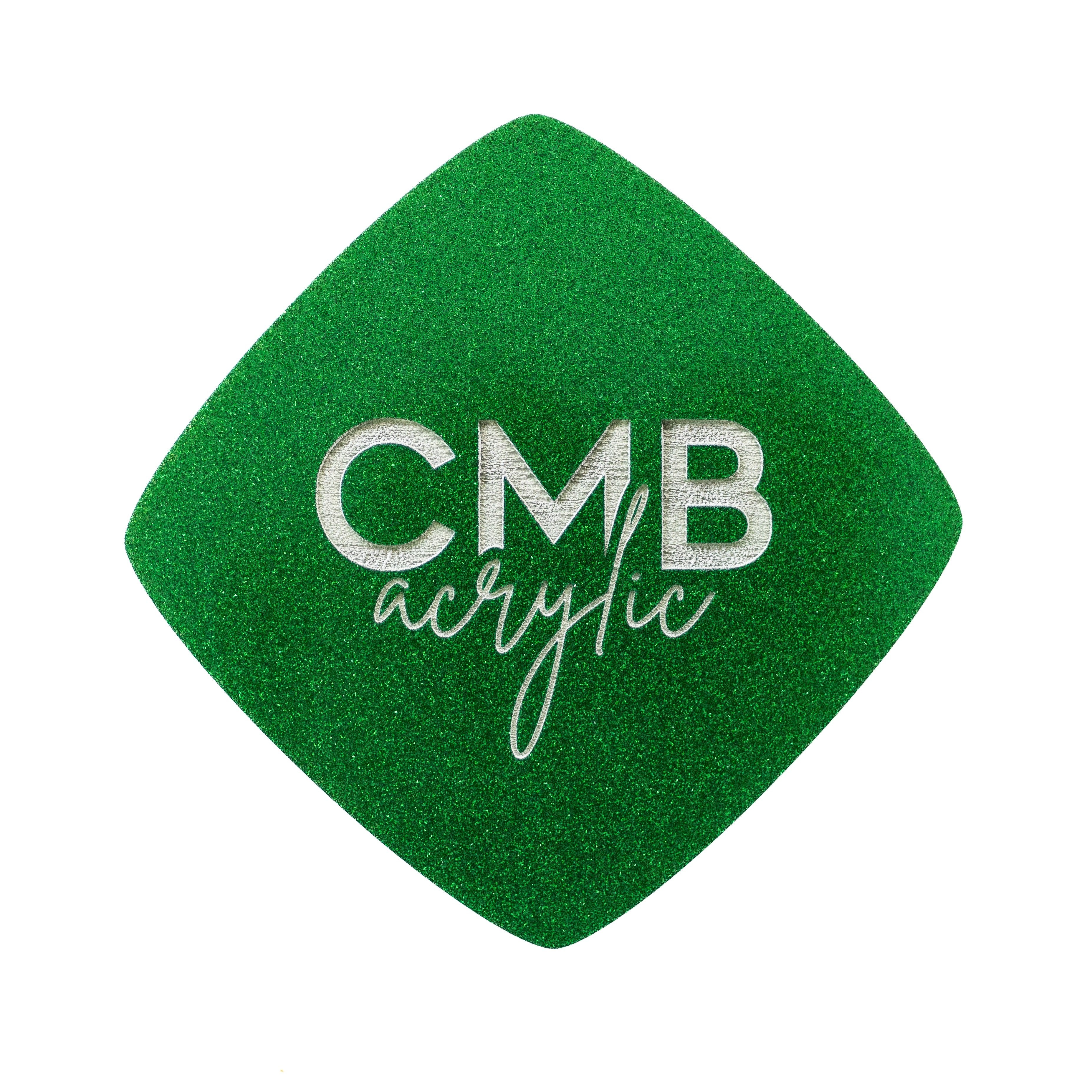Emerald Green Glitter Engraves Ivory Two Tone Cast Acrylic | Glitter Acrylic Sheet | CMB Acrylic