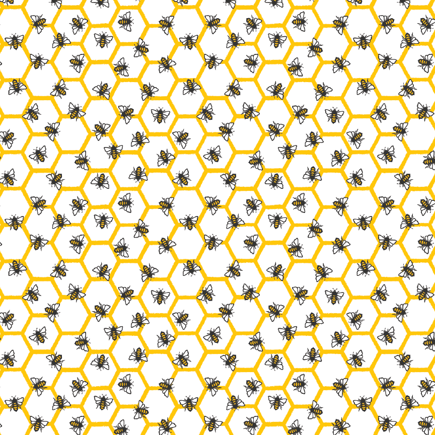 Golden Bee Honeycomb Scattered Pattern Acrylic Sheets - CMB Pattern Acrylic