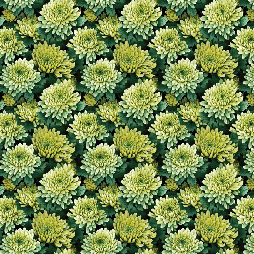 Green Chrysanthemums Pattern Acrylic Sheets - CMB Pattern Acrylic