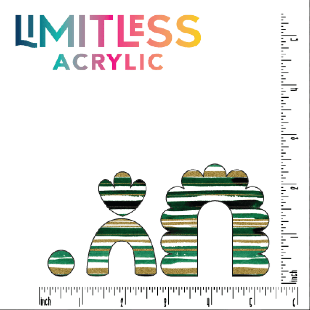 Green & Gold Brushstroke Stripes Pattern Acrylic Sheet - CMB Pattern Acrylic