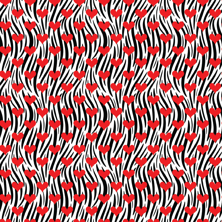 Hearts on Zebra Pattern Acrylic Sheets - CMB Pattern Acrylic