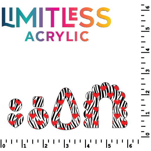 Hearts on Zebra Pattern Acrylic Sheets - CMB Pattern Acrylic