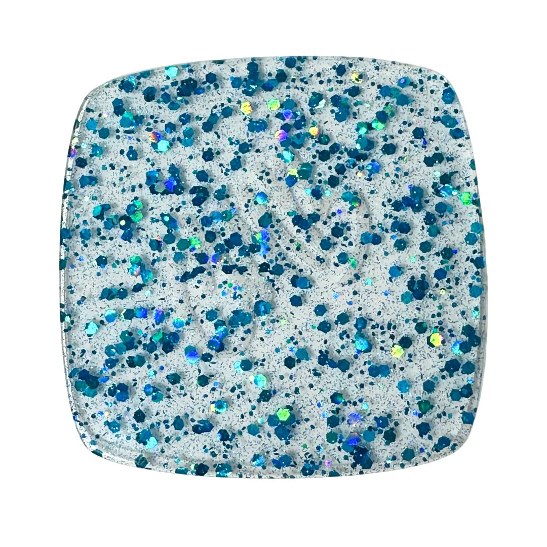 Holographic Aqua Blue Hexy Glitter Cast Acrylic | Glitter Acrylic Sheet | CMB Acrylic