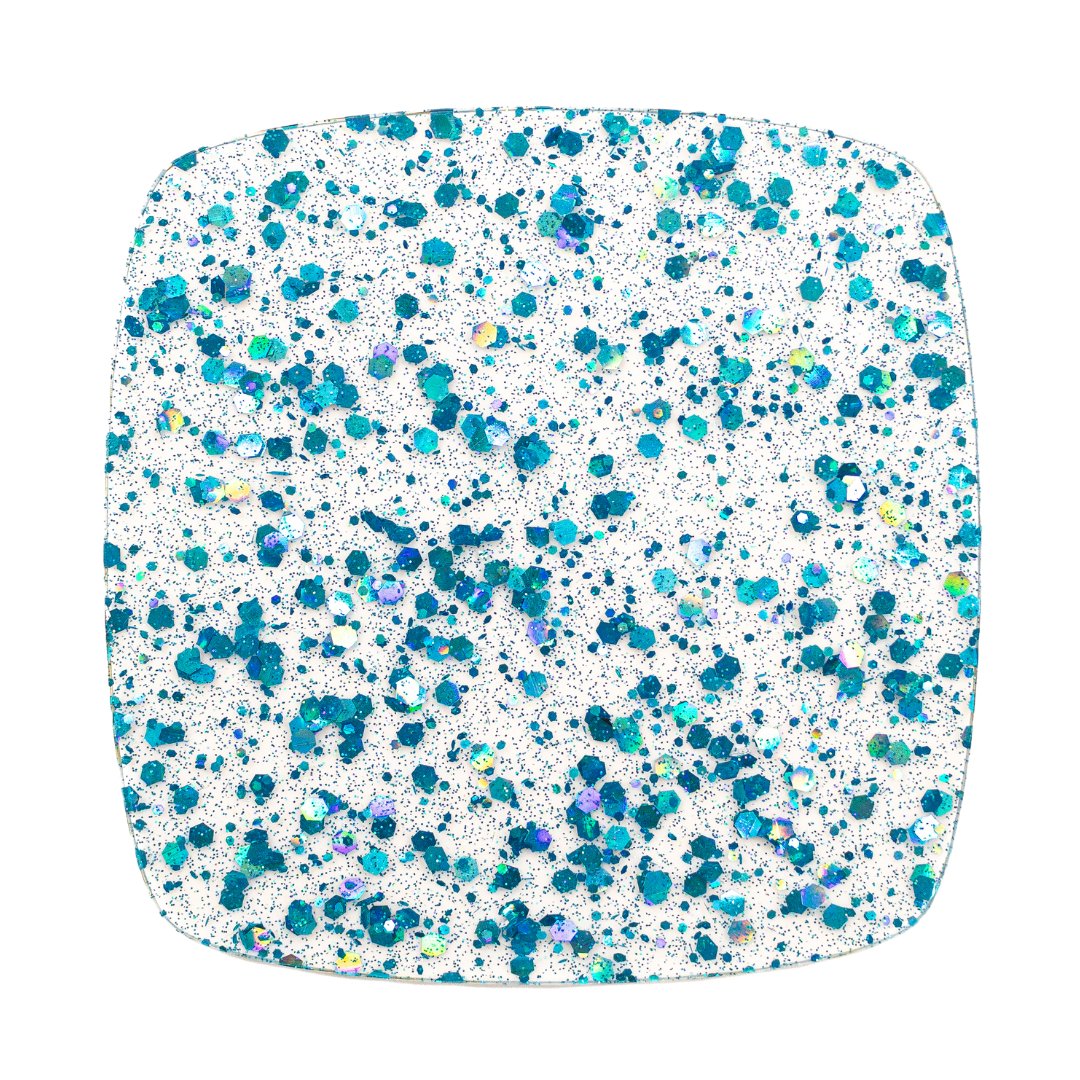 Holographic Aqua Blue Hexy Glitter Cast Acrylic | Glitter Acrylic Sheet | CMB Acrylic