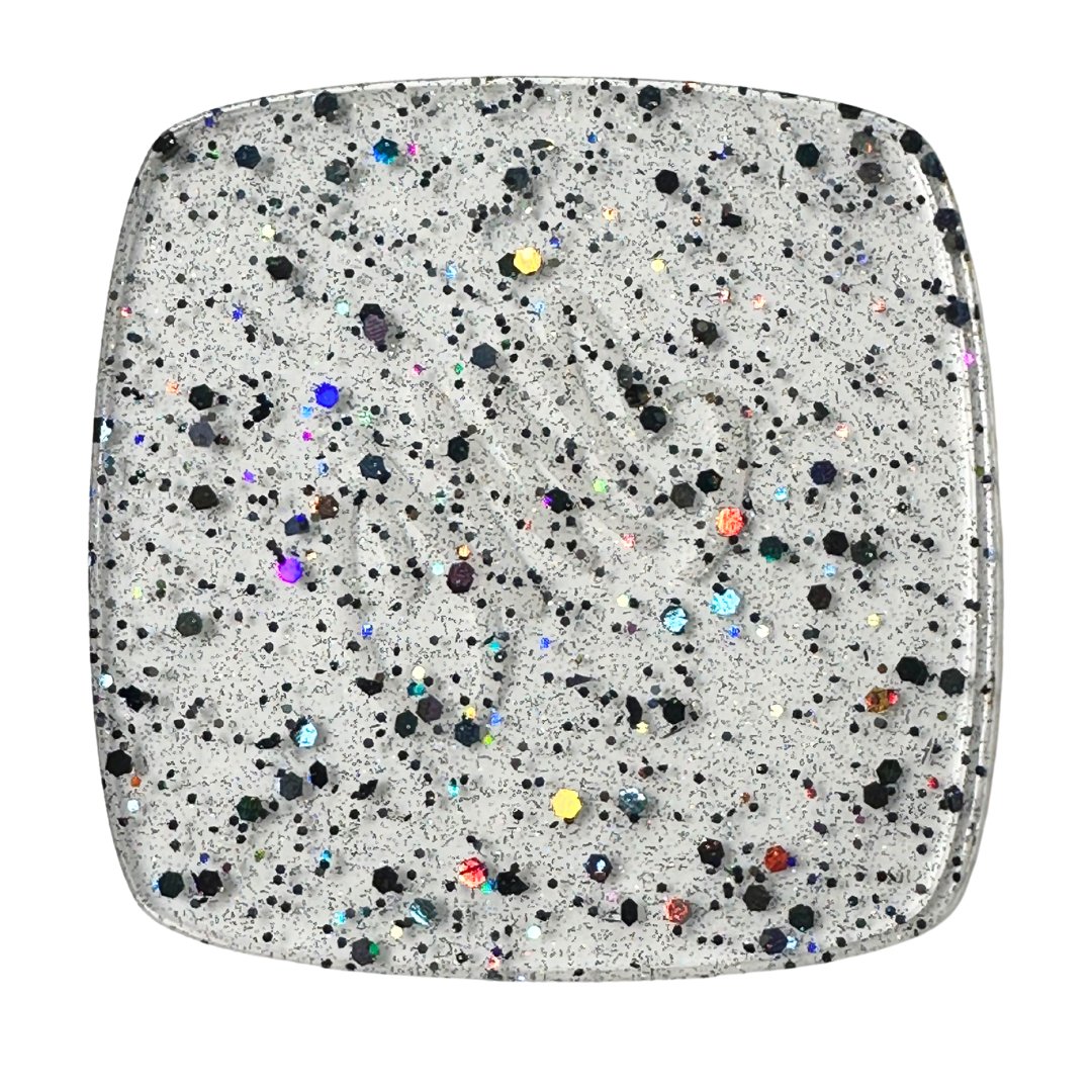 Holographic Black Hexy Glitter Dots Cast Acrylic | Glitter Acrylic Sheet | CMB Acrylic