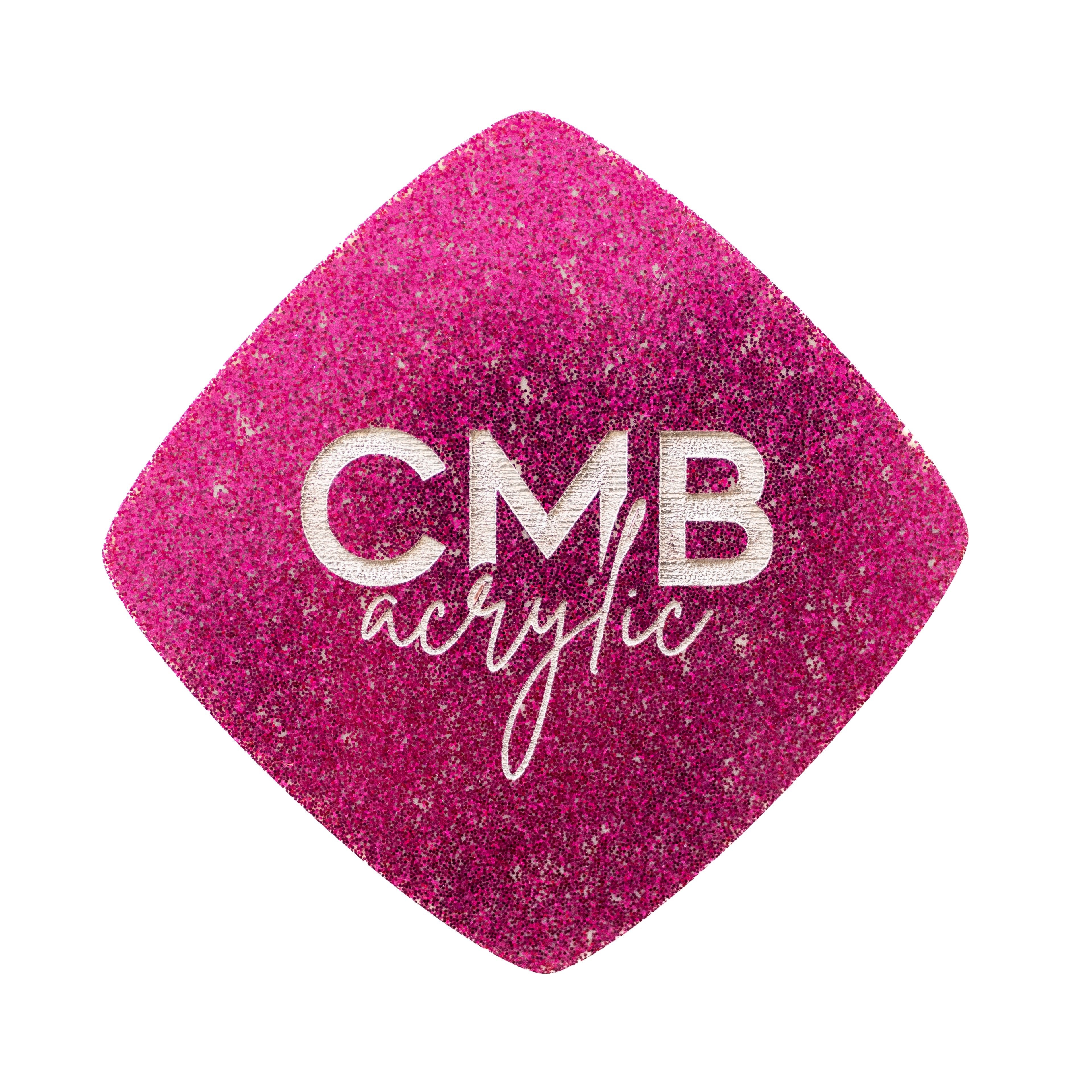 Hot Pink Glitter Engraves Ivory Two Tone Cast Acrylic | Glitter Acrylic Sheet | CMB Acrylic
