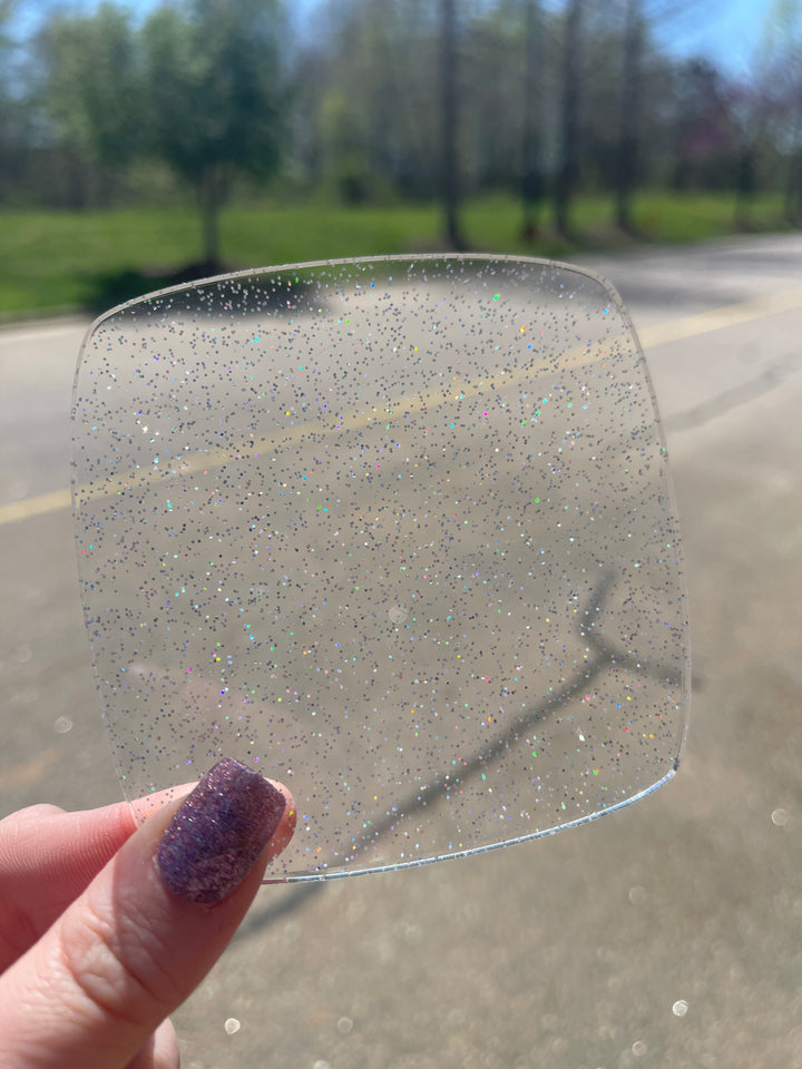 1/8" Clear Holographic Glitter Jellies Cast Acrylic Sheets