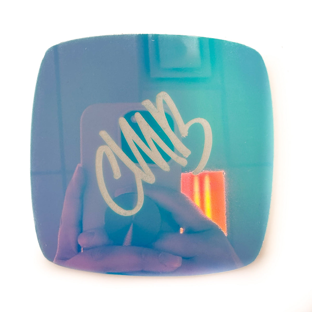Iridescent Blue Engraves White Two Tone Acrylic | Iridescent Acrylic Sheet | CMB Acrylic