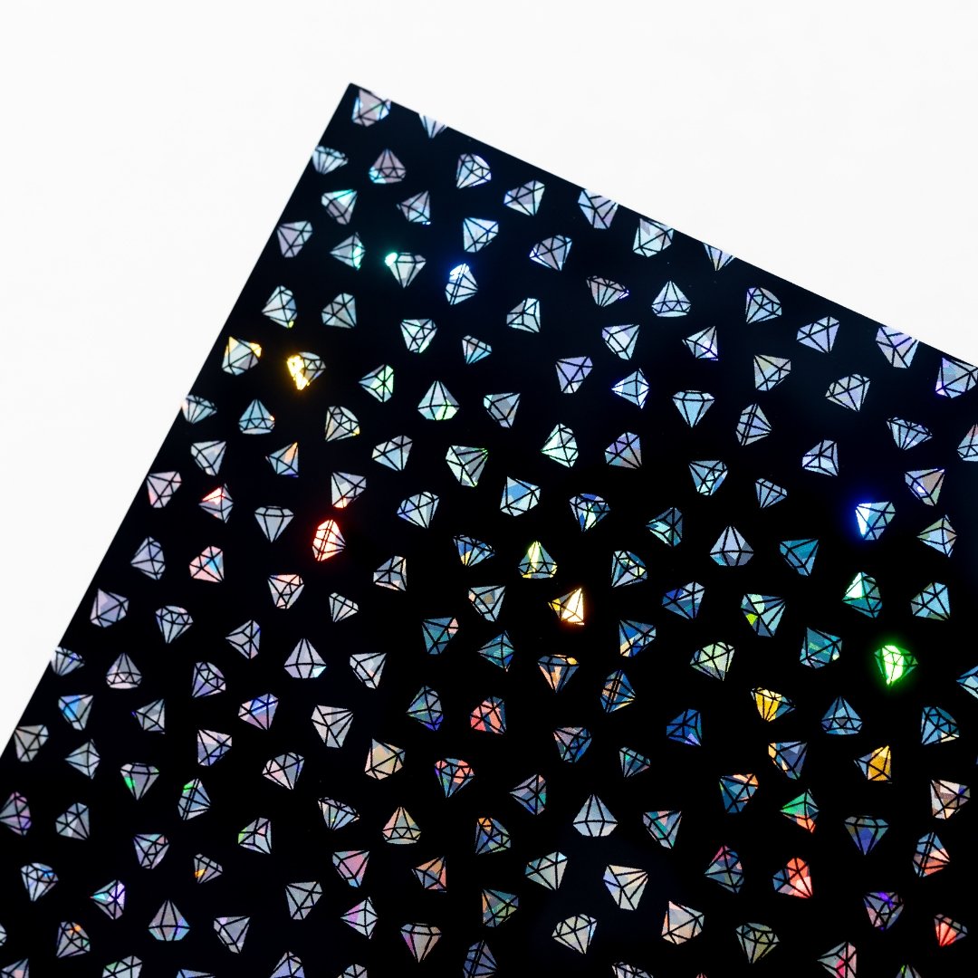 Iridescent Diamonds on Black Acrylic | Iridescent Acrylic Sheet | CMB Acrylic