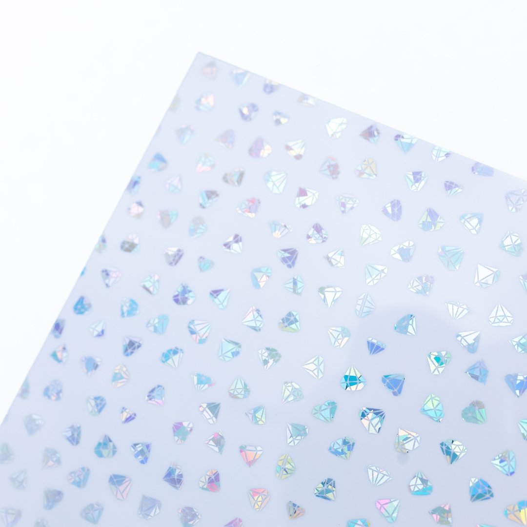 Iridescent Diamonds on White Acrylic | Iridescent Acrylic Sheet | CMB Acrylic