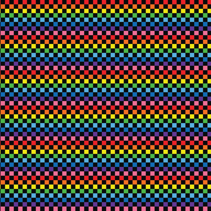 Itty Bitty Black Rainbow Checkered Pattern Acrylic Sheets - CMB Pattern Acrylic