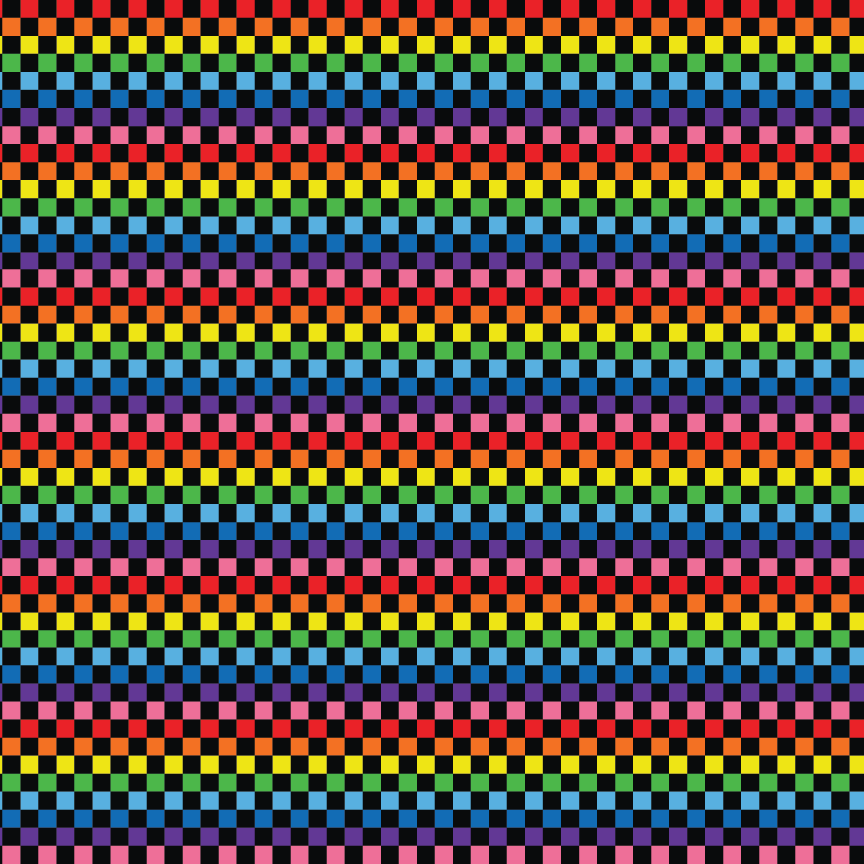 Itty Bitty Black Rainbow Checkered Pattern Acrylic Sheets - CMB Pattern Acrylic