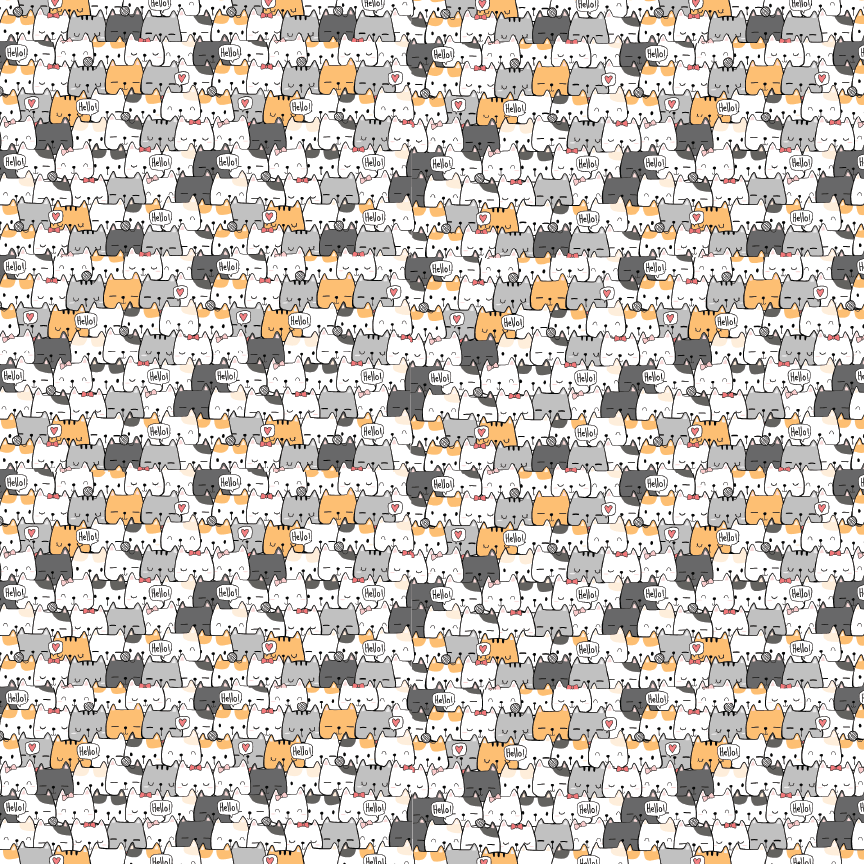 Kawaii Cat Gray Pattern Acrylic Sheet - CMB Pattern Acrylic
