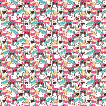 Kawaii Cats Summer Pattern Acrylic Sheets - CMB Pattern Acrylic