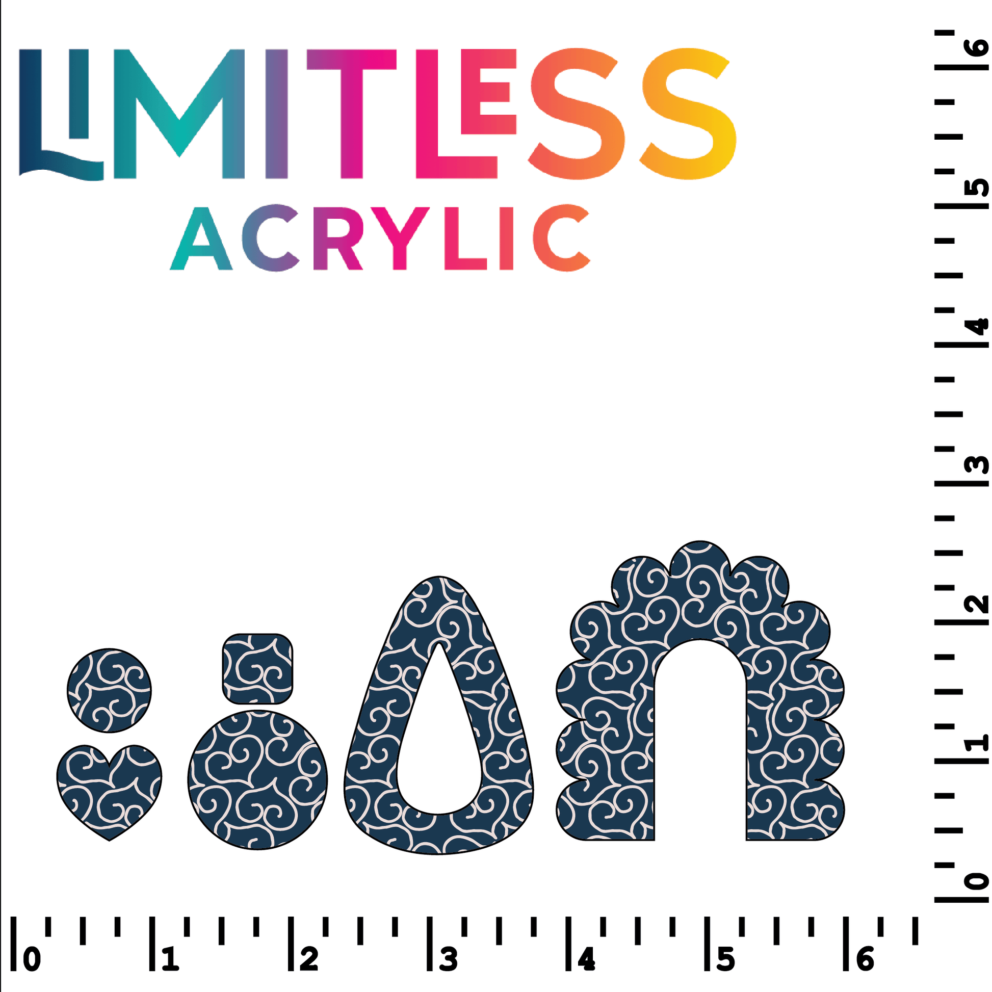 LPL Navy Hearts Pattern Acrylic Sheets - CMB Pattern Acrylic