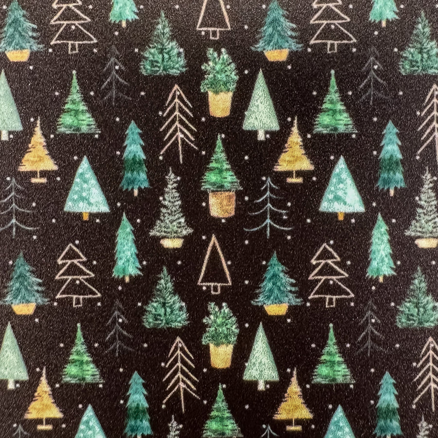 Mini Christmas Trees on Black Pattern Acrylic Sheet - CMB Pattern Acrylic