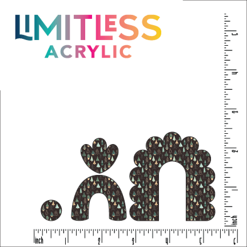 Mini Christmas Trees on Black Pattern Acrylic Sheet - CMB Pattern Acrylic