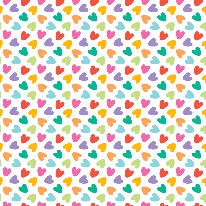 Multicolor Scattered Hearts Pattern Acrylic Sheets - CMB Pattern Acrylic