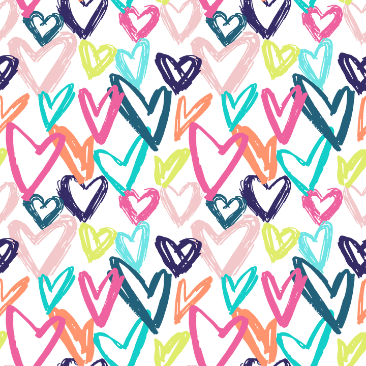 Multicolor Scribble Hearts 2 Pattern Acrylic Sheets - CMB Pattern Acrylic