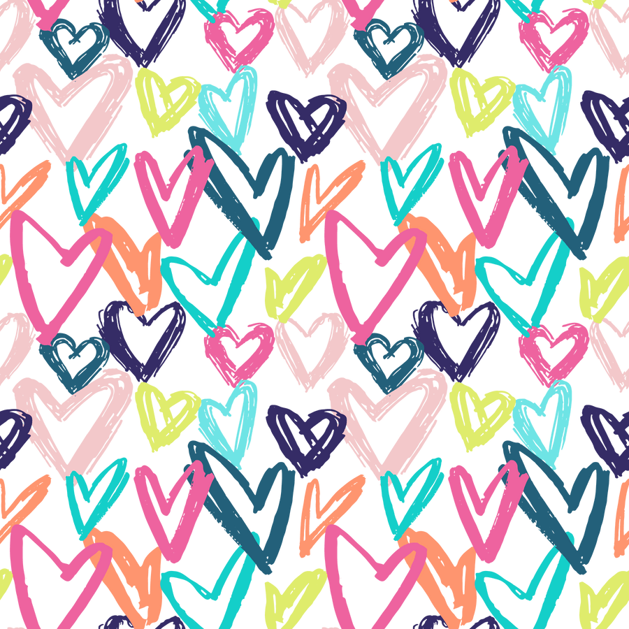 Multicolor Scribble Hearts 2 Pattern Acrylic Sheets - CMB Pattern Acrylic