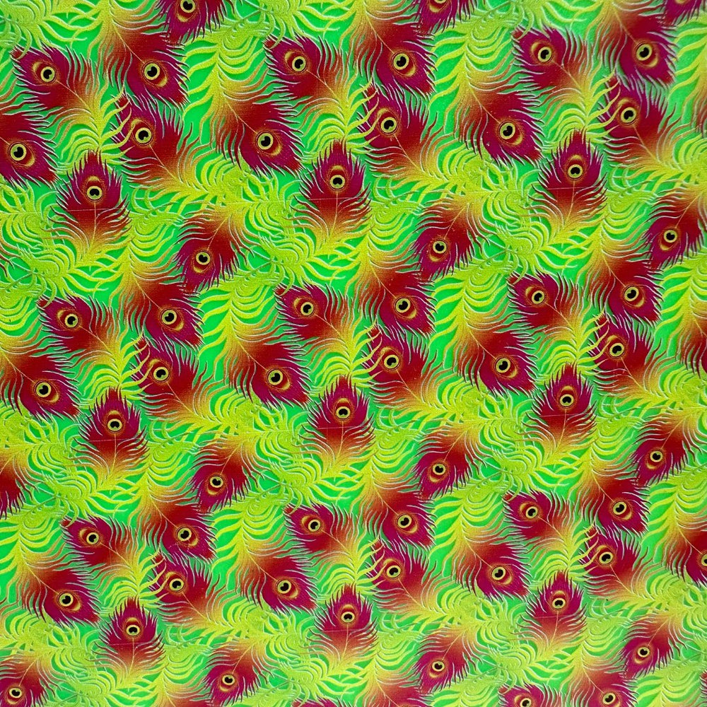 Neon Peacock Small on Neon Green Pattern Acrylic Sheet CMB PRESTIGE PATTERNS - Acrylic Sheets