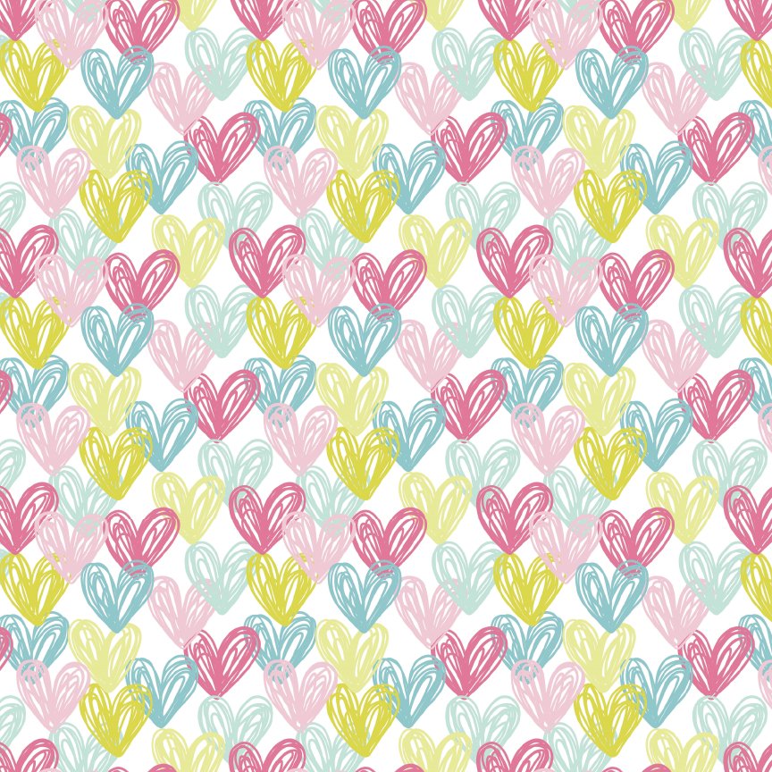 Pastel Scribble Hearts Pattern Acrylic Sheets - CMB Pattern Acrylic