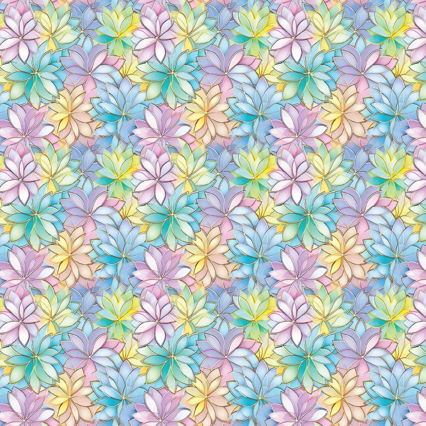 Pastel Stained Glass Floral 2 Pattern Acrylic Sheets - CMB Pattern Acrylic