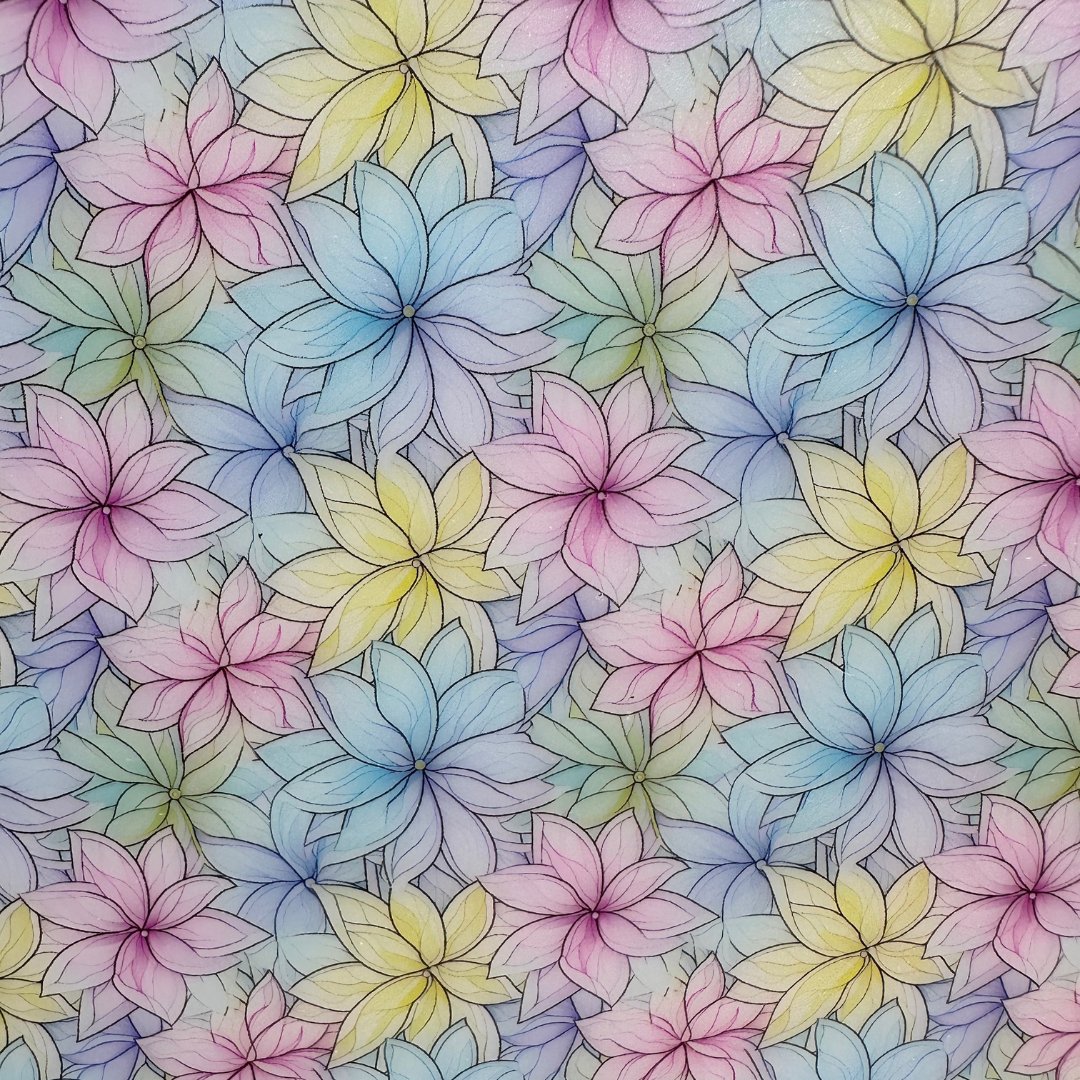 Pastel Stained Glass Floral On Frosted White Pattern Acrylic Sheet CMB PRESTIGE PATTERNS - Acrylic Sheets