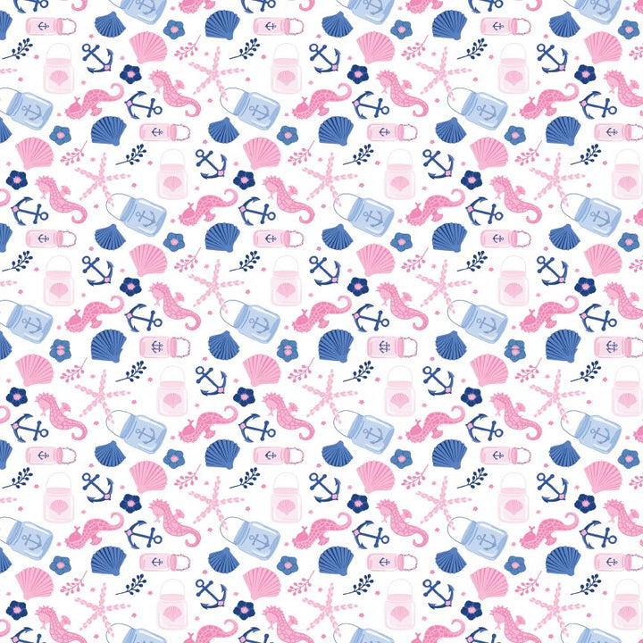 Pink & Blue Nautical Shapes Pattern Acrylic Sheets - CMB Pattern Acrylic