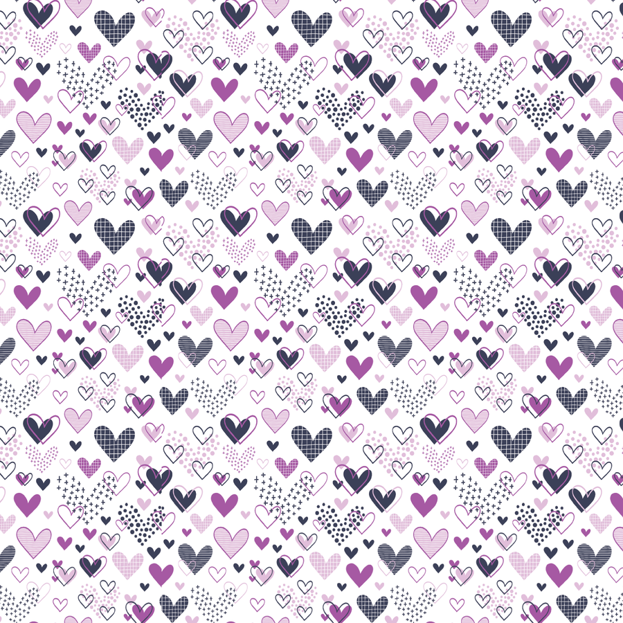 Purple Doodle Hearts Pattern Acrylic Sheets - CMB Pattern Acrylic