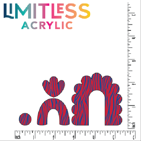 Red & Blue Zebra Pattern Acrylic Sheet - CMB Pattern Acrylic