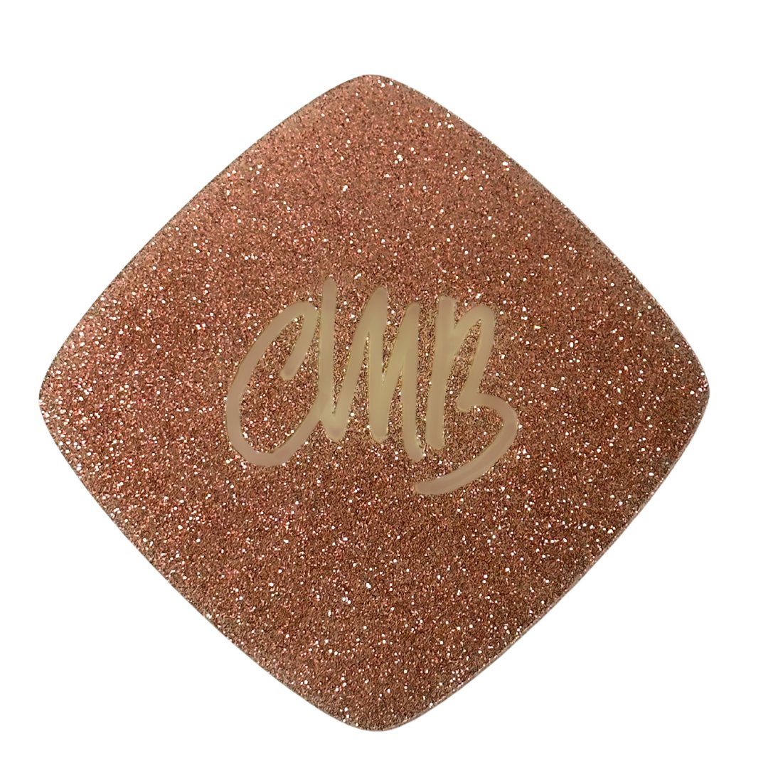 Rose Gold Glitter Engraves Ivory Two Tone Cast Acrylic | Glitter Acrylic Sheet | CMB Acrylic