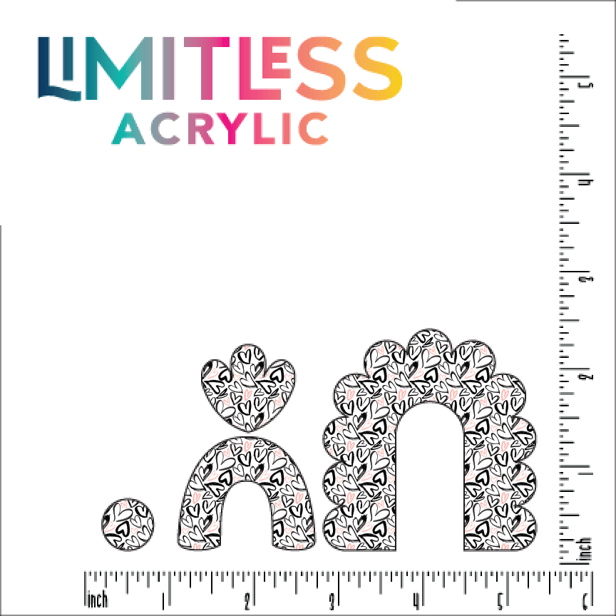 Scribble Hearts Pattern Acrylic Sheet - CMB Pattern Acrylic