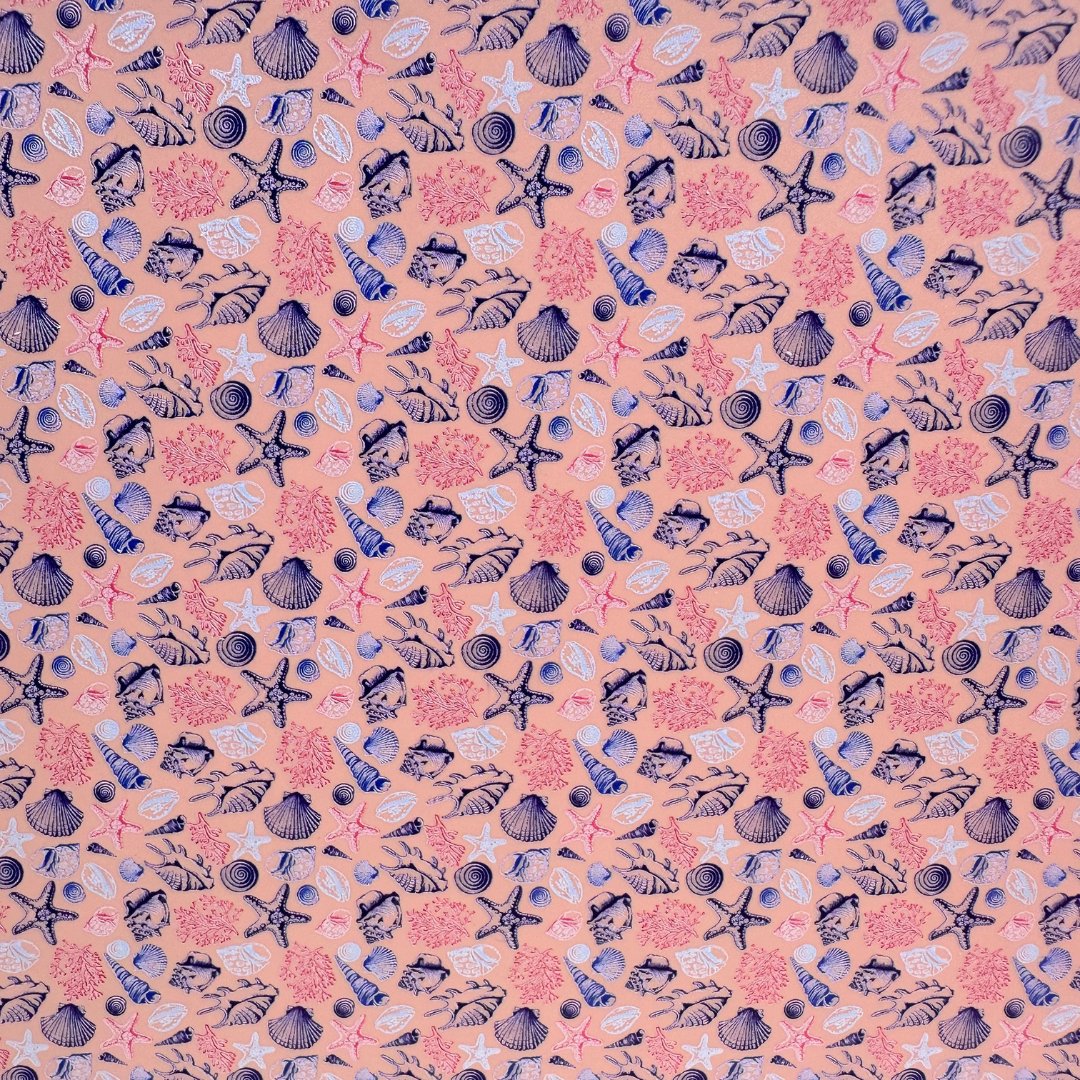 Seashells on Matte Peach Blush Pattern Acrylic Sheet CMB PRESTIGE PATT ...