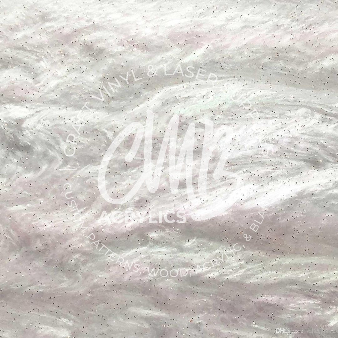 White Marbled Glitter Cast Acrylic | Marbled Acrylic Sheet | CMB Acrylic
